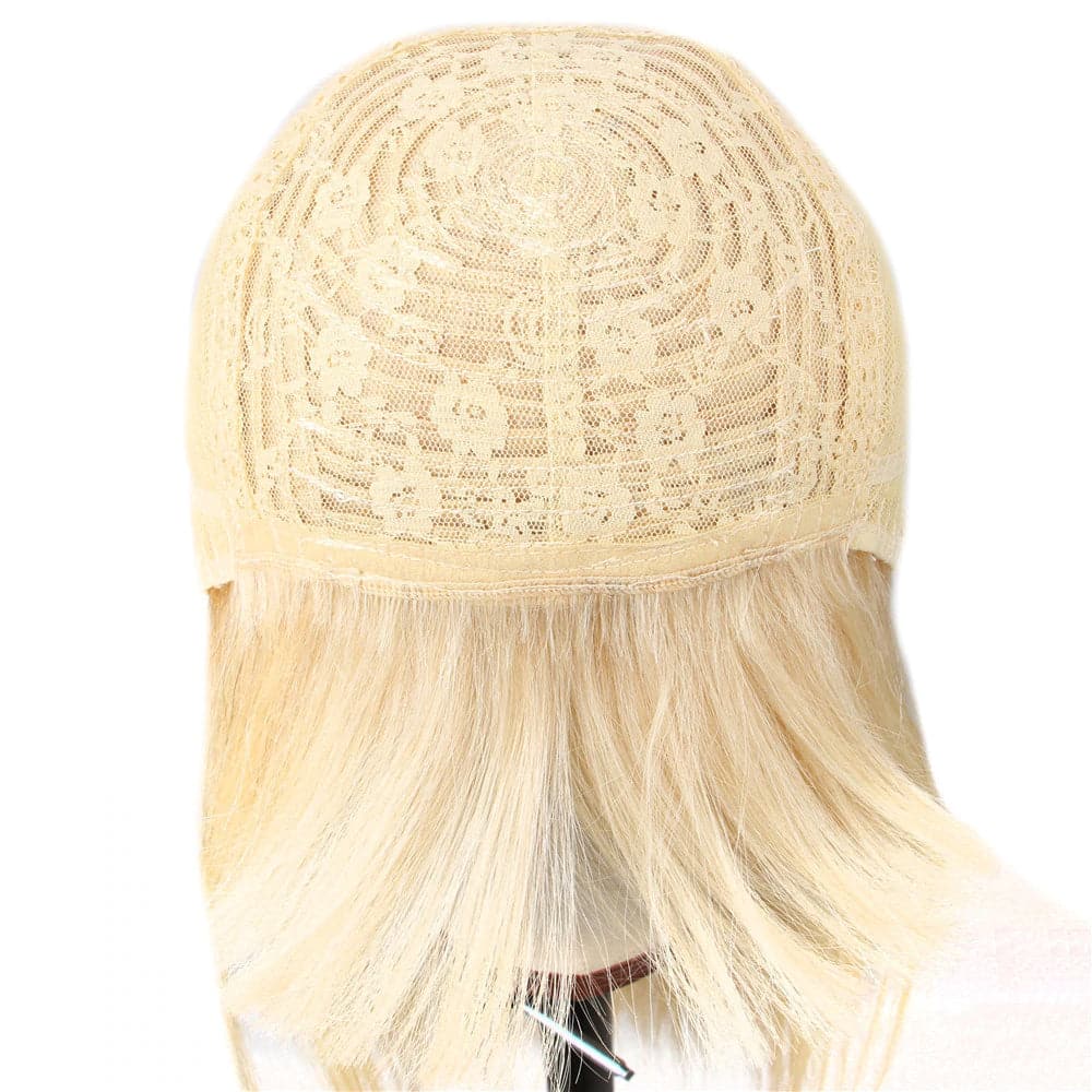 613 Blonde Body Wave Full Machine Made None Lace Front Wigs With Bangs For Women 12-24 Inches
