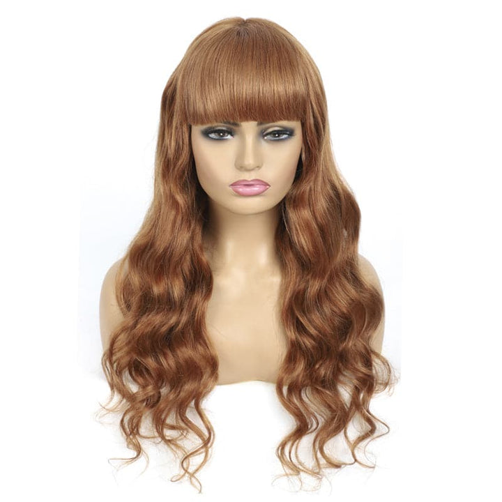 #30 Body Wave Full Machine Made None Lace wig With Bangs Virgin Human Hair Wigs