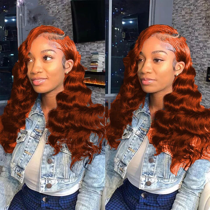 350 Ginger Color Loose Wave 3 Bundles With 13x4 HD Lace Frontal Human Hair Extension Brazilian Weave