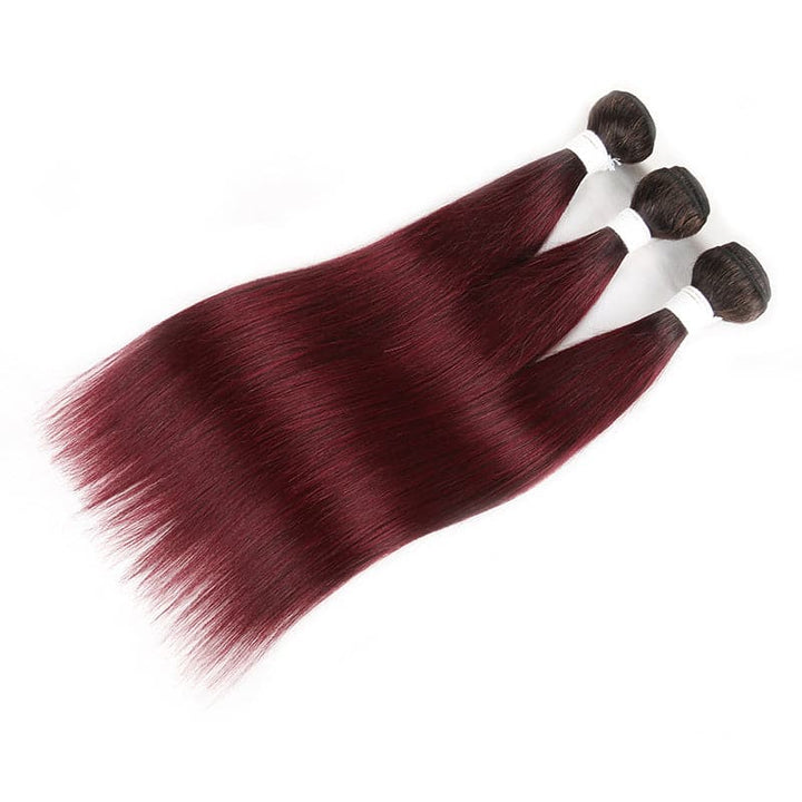 lumiere 1B/99J Ombre Straight Hair 3 Bundles 100% Virgin Human Hair Extension