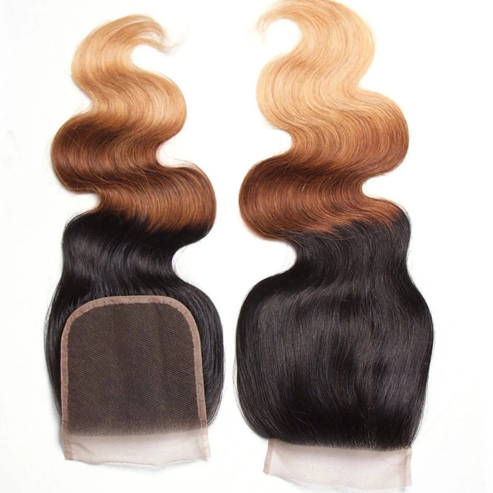 lumiere Hair Indian Ombre Body Wave 3 Bundles with 4X4 Closure Human Hair Free Shipping