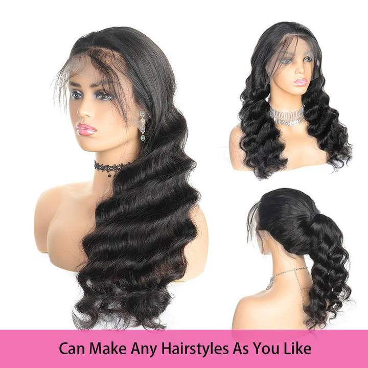360 Lace Frontal Loose Deep Wig Cheveux humains brésiliens pré-plumés