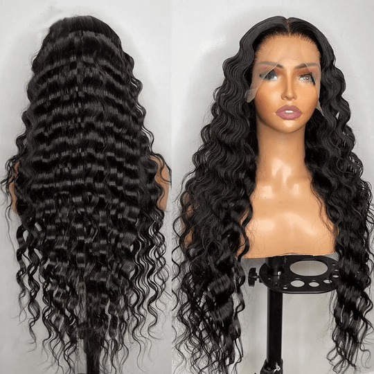 AMZ Lumiere Loose Deep Wave 13x6x1 T Part Lace Frontal Wig Human Hair Wavy Wigs for Women