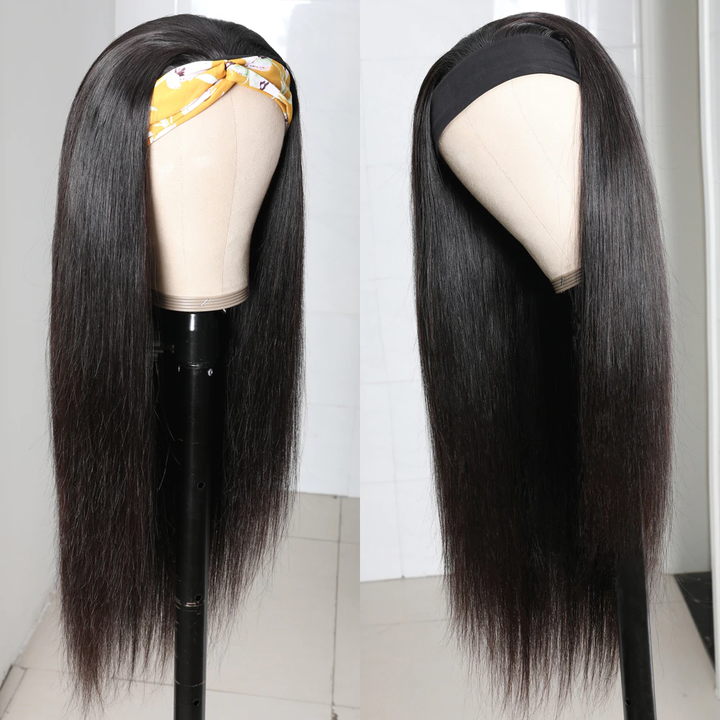 Lumiere Brazilian Straight Headband Human Hair Wigs for Black Women