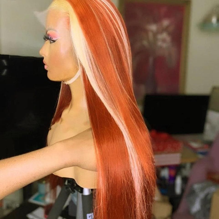 Ginger with 613 Blonde Straight Lace Front Human Hair Wigs For Women