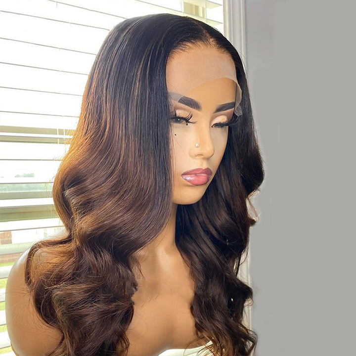 Lumiere 1B/30 Ombre Body Wave 4x4/5x5/13x4 Lace Closure/Frontal 150%/180% Density Wigs For Women Pre Plucked