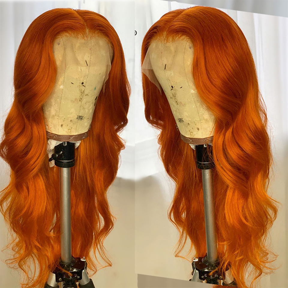 #350 Ginger Body Wave 4x4 5x5 Lace Closure Human Hair Wigs with Baby Hair