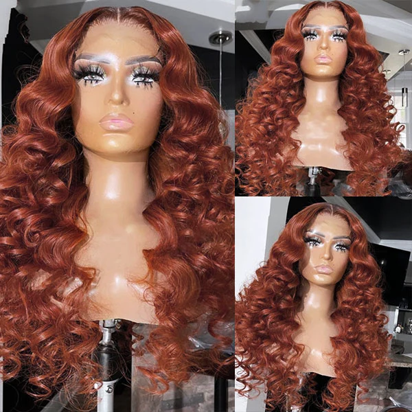 #33 Color Deep Wave Transparent HD Lace Closure Wig Human Hair