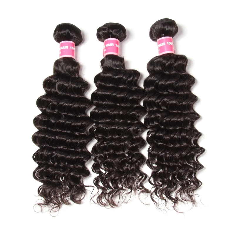lumiere Indian Virgin Hair Deep Wave 3 Bundles with 13*4 Lace Frontal