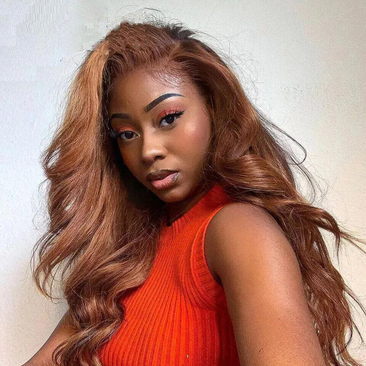 Body Wave Ombre Brown 4x4/13x4  Lace Front Human Hair Wig Brazilian Skunk Stripe Colored HD Lace Wigs