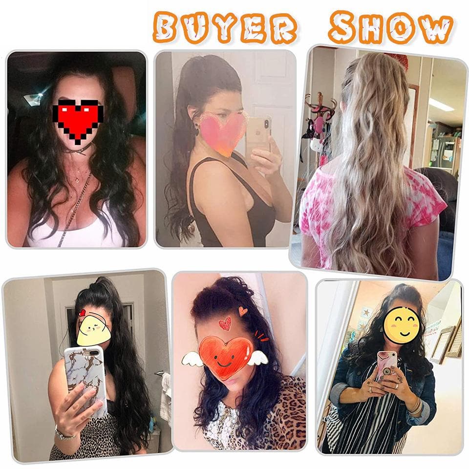 Ship In 24Hours-Lumiere Body Wave Wrap Around Ponytail Human Hair Extension Natural Black
