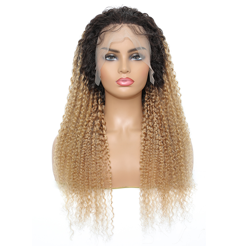 Lumiere 1B/27 Ombre Kinky Curly 4x4/5x5/13x4 Lace Closure/Frontal 150%/180% Density Wigs For Women Pre Plucked