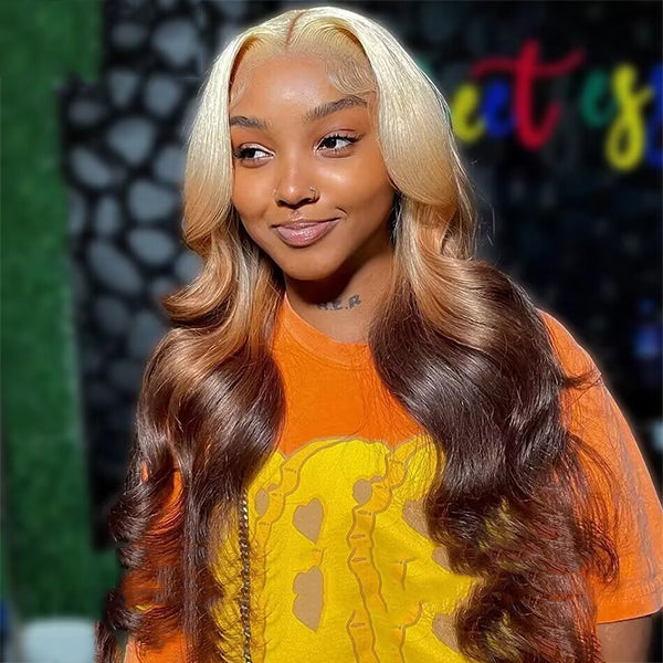 613 Ombre Blonde Body Wave Lace Front Wig Transparent Colored Human Hair Wigs Brazilian Virgin Hair Wigs for Women Wig