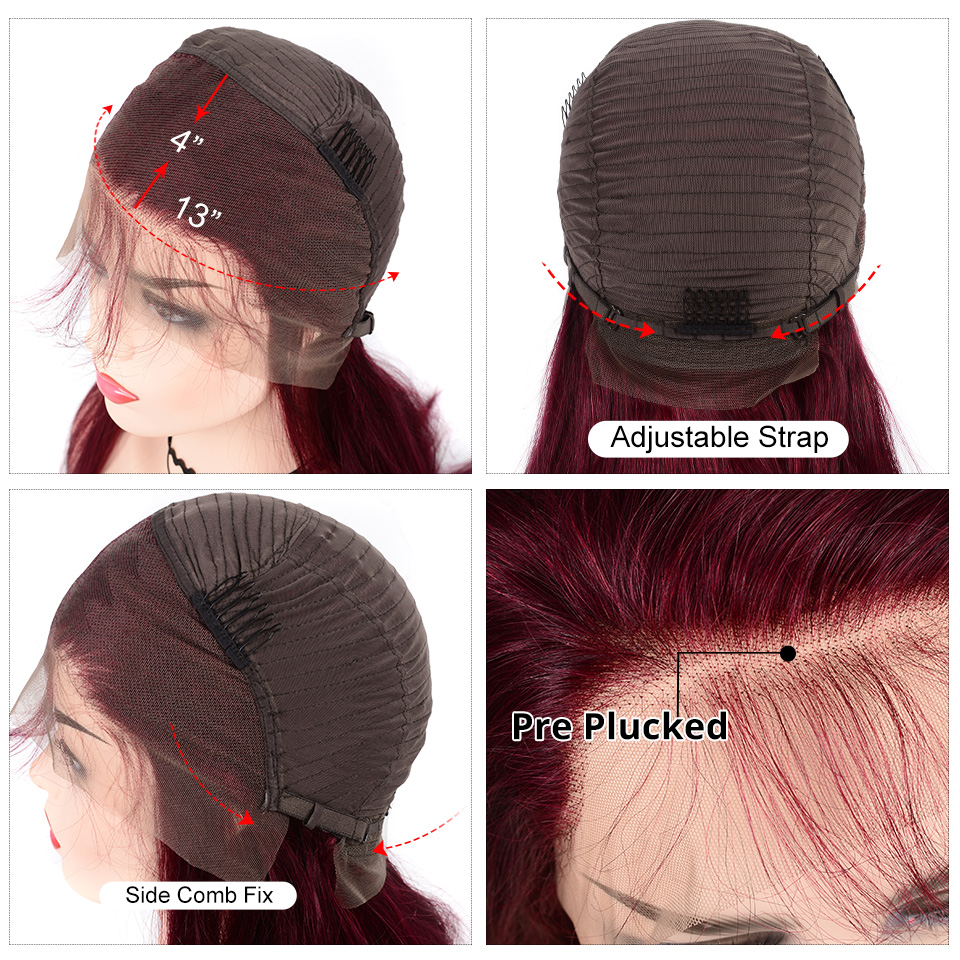 Lumiere BURG Straight 4x4/5x5/13x4 Lace Closure/Frontal 150%/180% Density Wigs For Women Pre Plucked - Lumiere hair