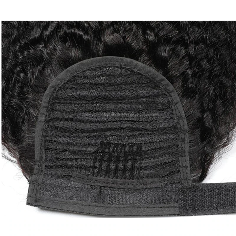 Ship In 24Hours-Lumiere Kinky Curly Wrap Around Ponytail Human Hair Extensions Natural Color Hairpiece
