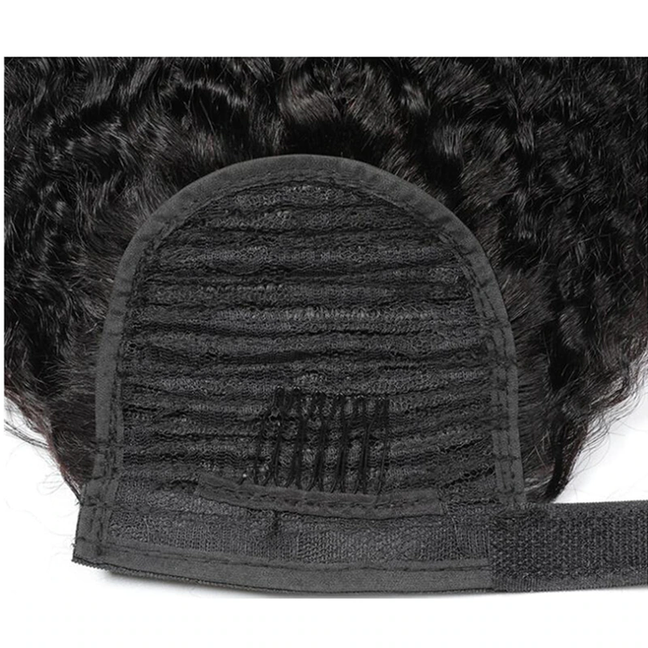 Ship In 24Hours-Lumiere Kinky Curly Wrap Around Ponytail Human Hair Extensions Natural Color Hairpiece