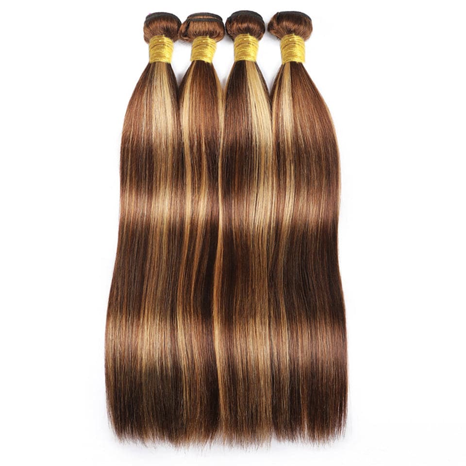 lumiere highlight #4/27 4 Bundles Straight Virgin Human Hair Extension(No Code Need)