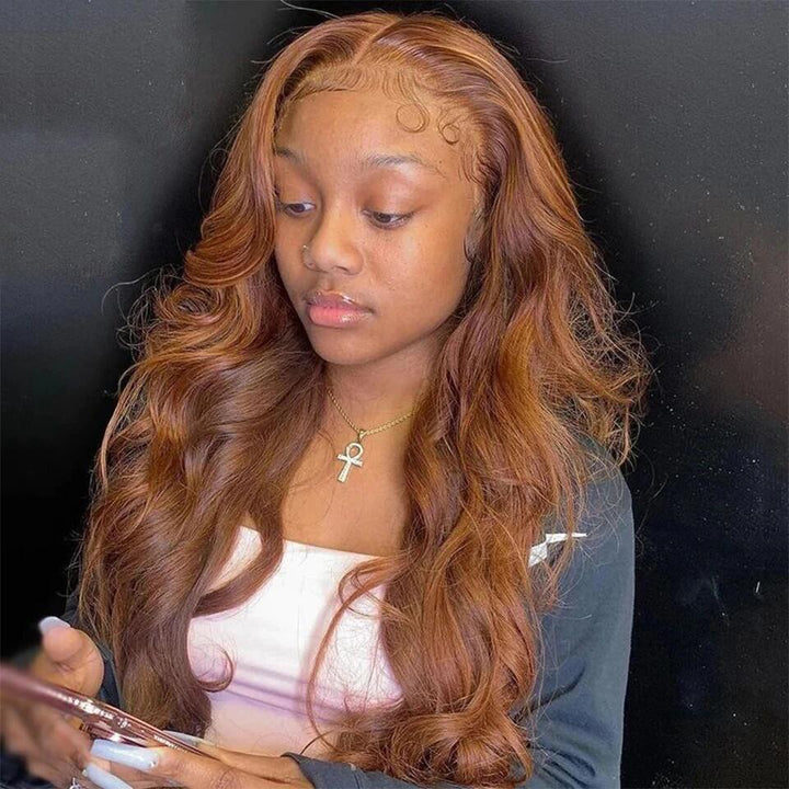 Body Wave Ombre Brown 4x4/13x4  Lace Front Human Hair Wig Brazilian Skunk Stripe Colored HD Lace Wigs
