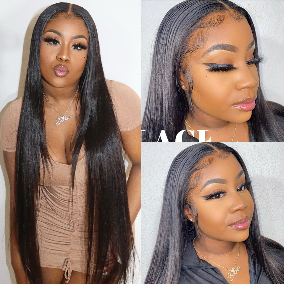 Straight hair 4x4 Lace Closure / Frontal Human Hair wigs With Baby Hair 150% Density - Lumiere hair