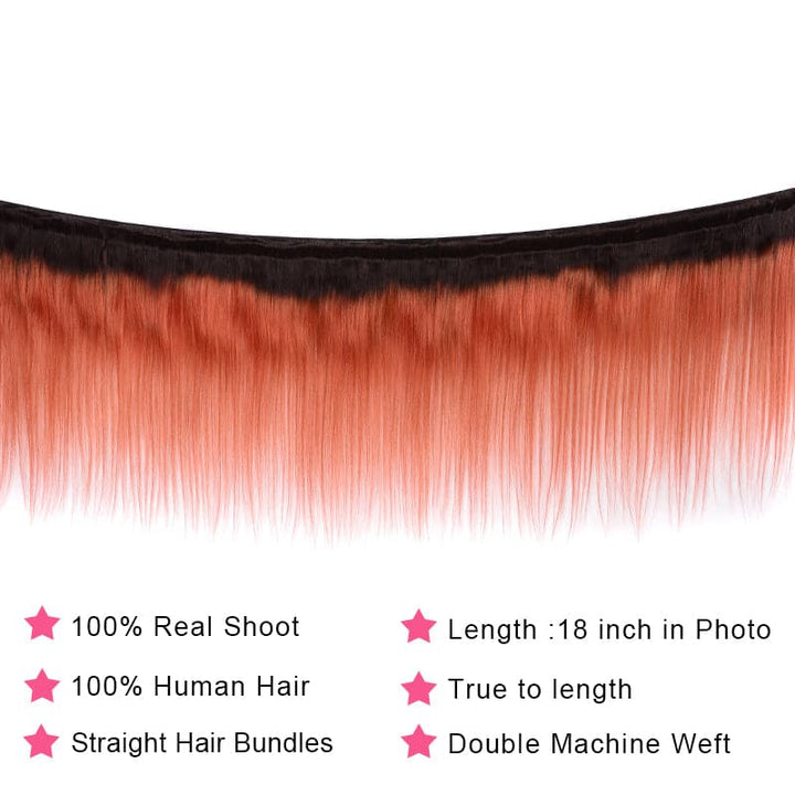 lumiere 1B/350 Ombre Straight 3 Bundles 100% Virgin Human Hair Extension