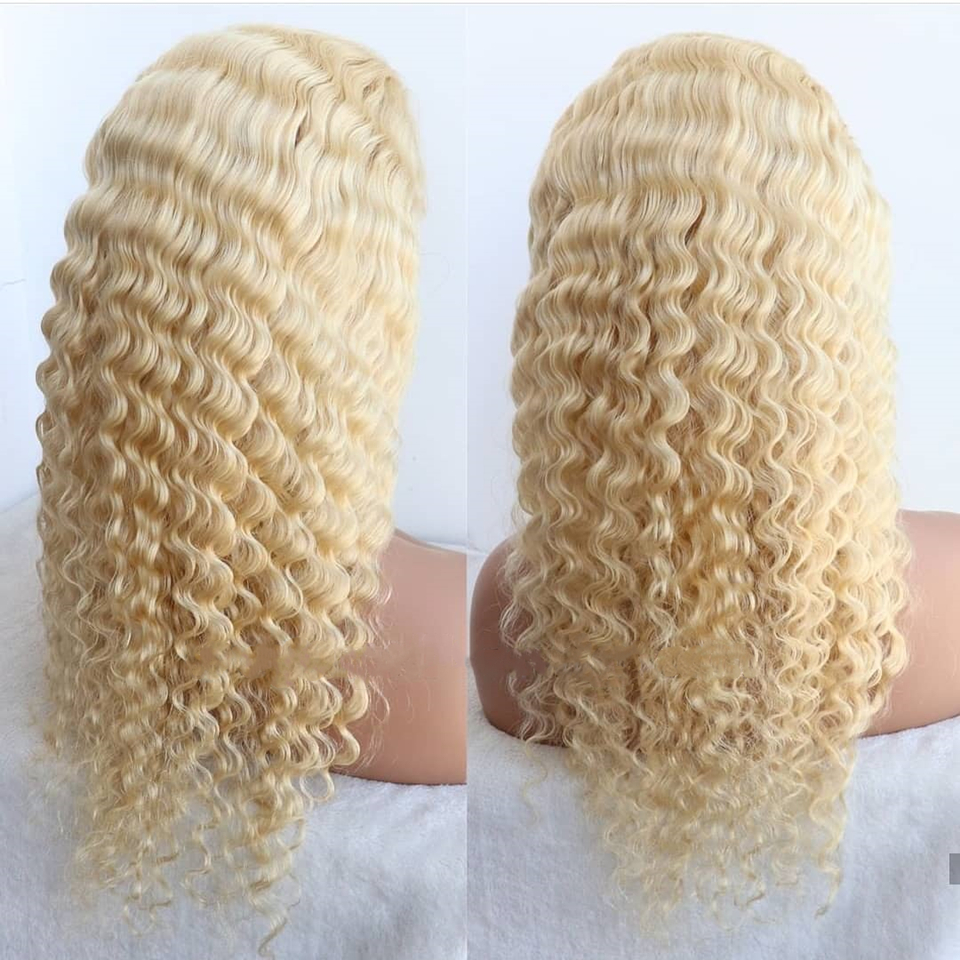 613 Blonde T Part Deep Wave Lace Wigs Pre Plucked With Baby Hair