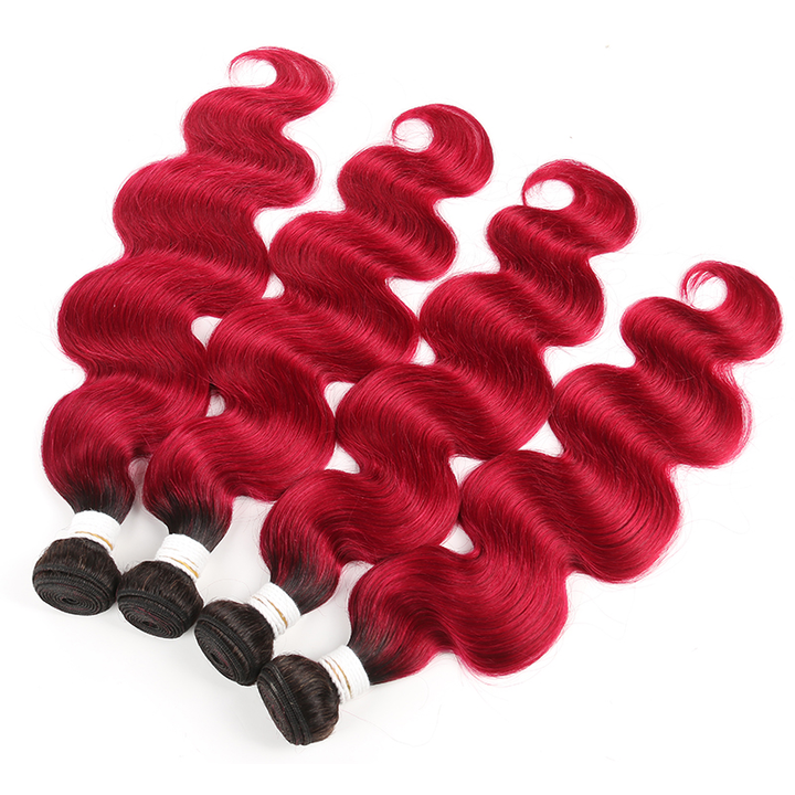 lumiere 1B/BURG Ombre Body Wave 4 Bundles 100% Virgin Human Hair Extension