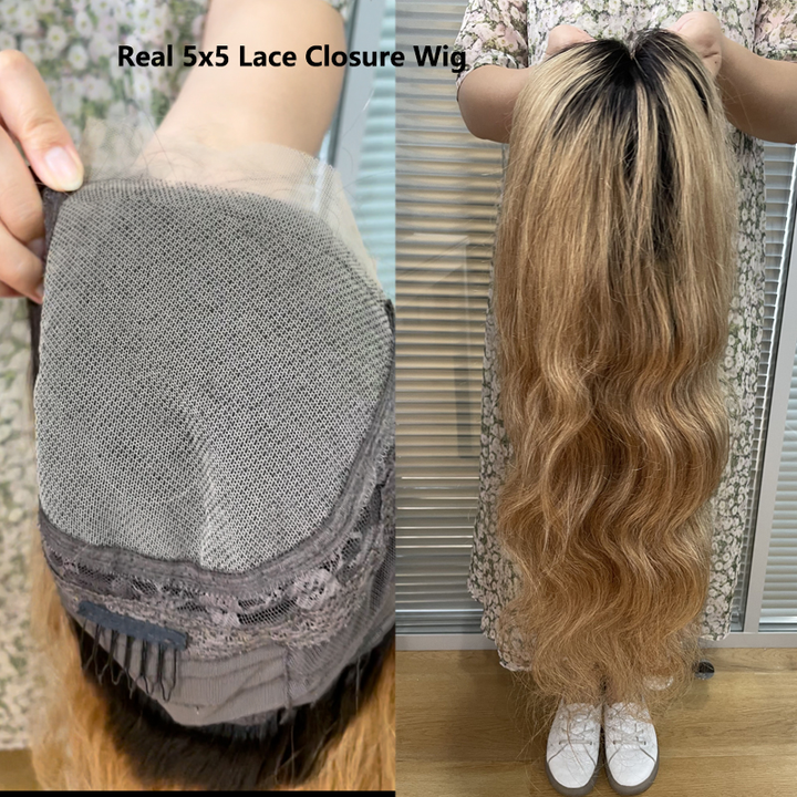 Lumiere 1B/27 Ombre Body Wave 4x4/5x5/13x4 Lace Closure/Frontal 150%/180% Density Wigs For Women Pre Plucked