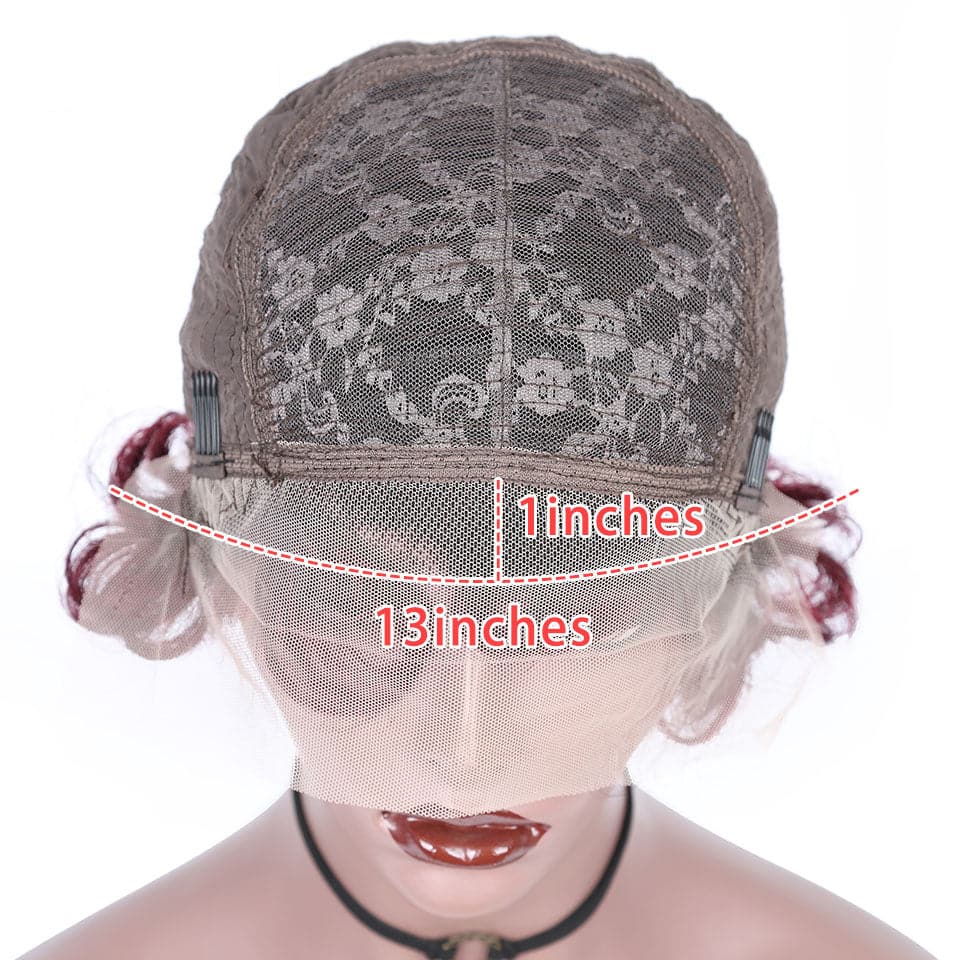 1B/99J 13x1 Lace Loose Curly Short Pixie Cut Bob Wigs For Women