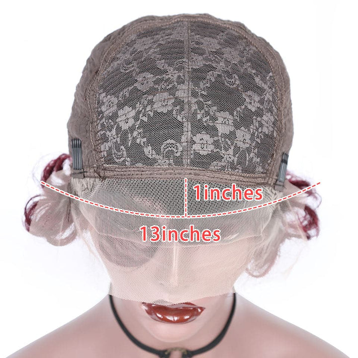 1B/99J 13x1 Lace Loose Curly Short Pixie Cut Bob Wigs For Women