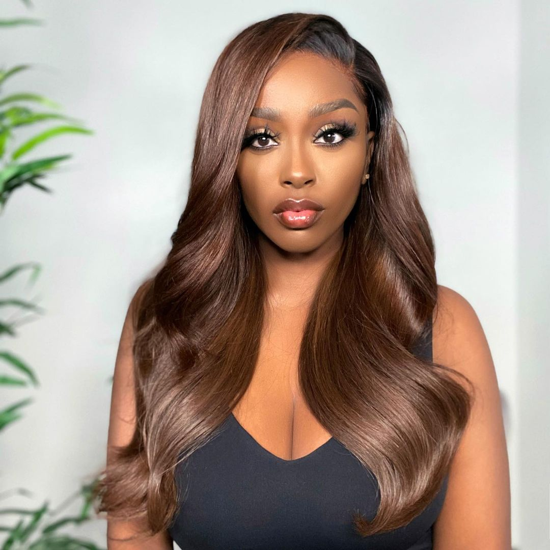 Lumiere 1B/4 Ombre Brown Body Wave 4x4/5x5/13x4 Lace Closure/Frontal 150%/180% Density Wigs For Women Pre Plucked