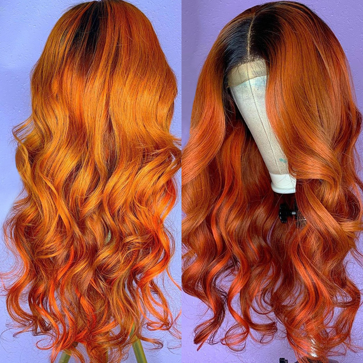 Lumiere 1B/350 Ombre Body Wave 4x4/5x5/13x4 Lace Closure/Frontal 150%/180% Density Wigs For Women Pre Plucked