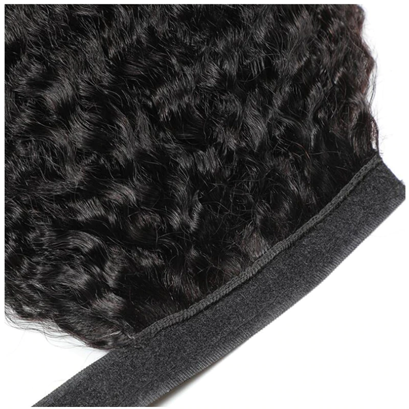 Ship In 24Hours-Lumiere Kinky Curly Wrap Around Ponytail Human Hair Extensions Natural Color Hairpiece