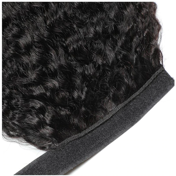 Ship In 24Hours-Lumiere Kinky Curly Wrap Around Ponytail Human Hair Extensions Natural Color Hairpiece