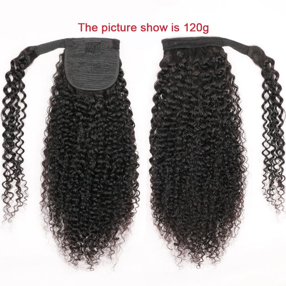 Ship In 24Hours-Lumiere Kinky Curly Wrap Around Ponytail Brazilian Human Hair Extensions For Women