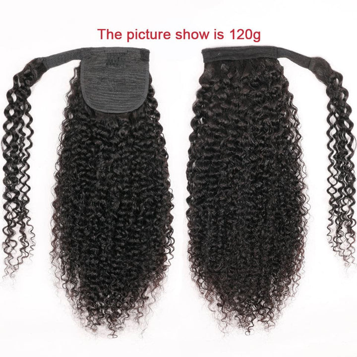Ship In 24Hours-Lumiere Kinky Curly Wrap Around Ponytail Brazilian Human Hair Extensions For Women