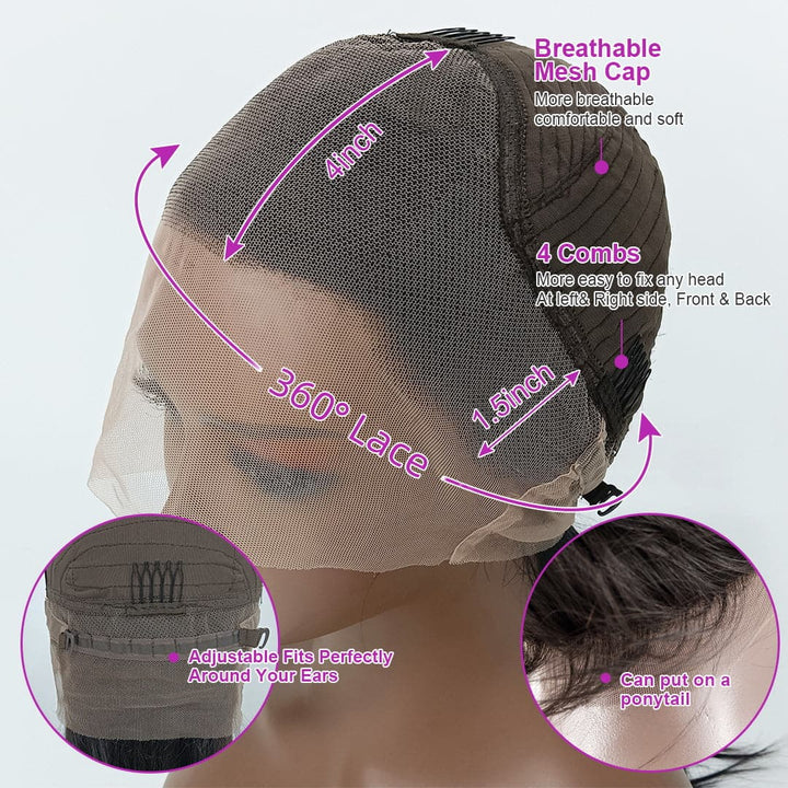 360 Lace Frontal Loose Deep Wig Cheveux humains brésiliens pré-plumés