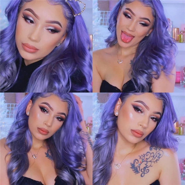 Light Purple 13x4 Lace Front Body Wave Wig Preplucked Pretty Brazilian Human Hair