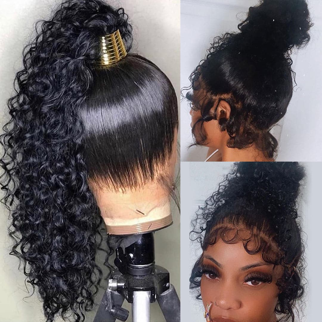 Deep Wave 360 Lace Frontal Wig 150 Density Human Hair Wigs Pre Plucked