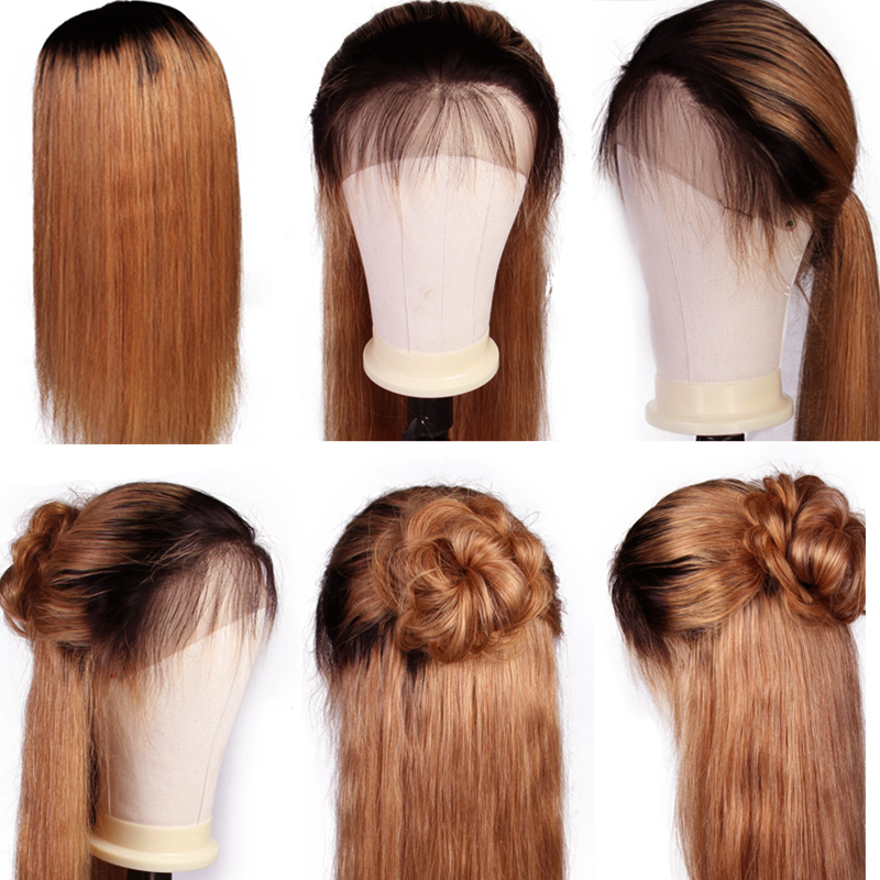 lumiere 1B/30 Ombre Straight 4x4/5x5/13x4 Lace Closure/Frontal 150%/180% Density Wigs For Women Pre Plucked - Lumiere hair