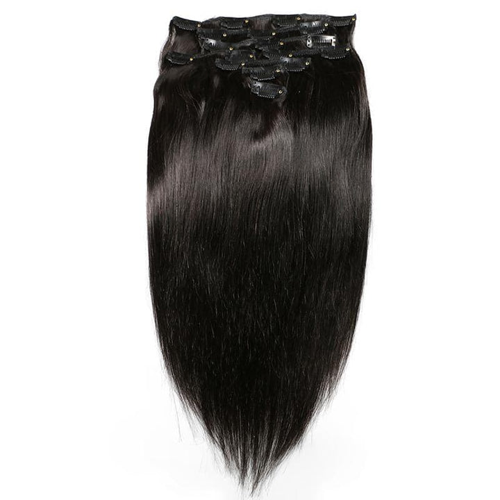 Ship In 24Hours-Lumiere Straight Hair Clip In Human Hair Extensions 8 Pieces/Set 120G