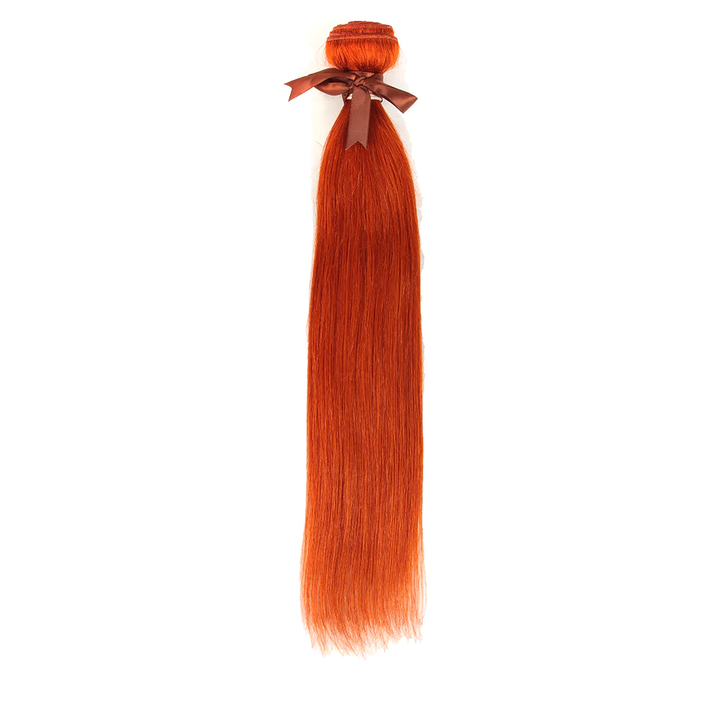 #350 Ginger Straight Hair 3 Bundles with 4x4 HD Lace Closure Human Hair Extensions(No Code Need)