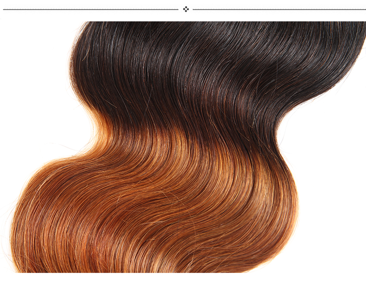 lumiere One Piece Ombre 1b/4/27 Body Wave Virgin Human Hair 4x4 Lace Closure - Lumiere hair