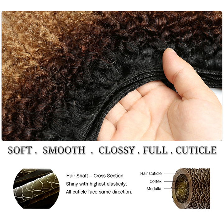 Ship In 24Hours-Lumiere 1B/4/27 color Afro curly Clip In Human Hair Extensions 8 Pieces/Set 120G