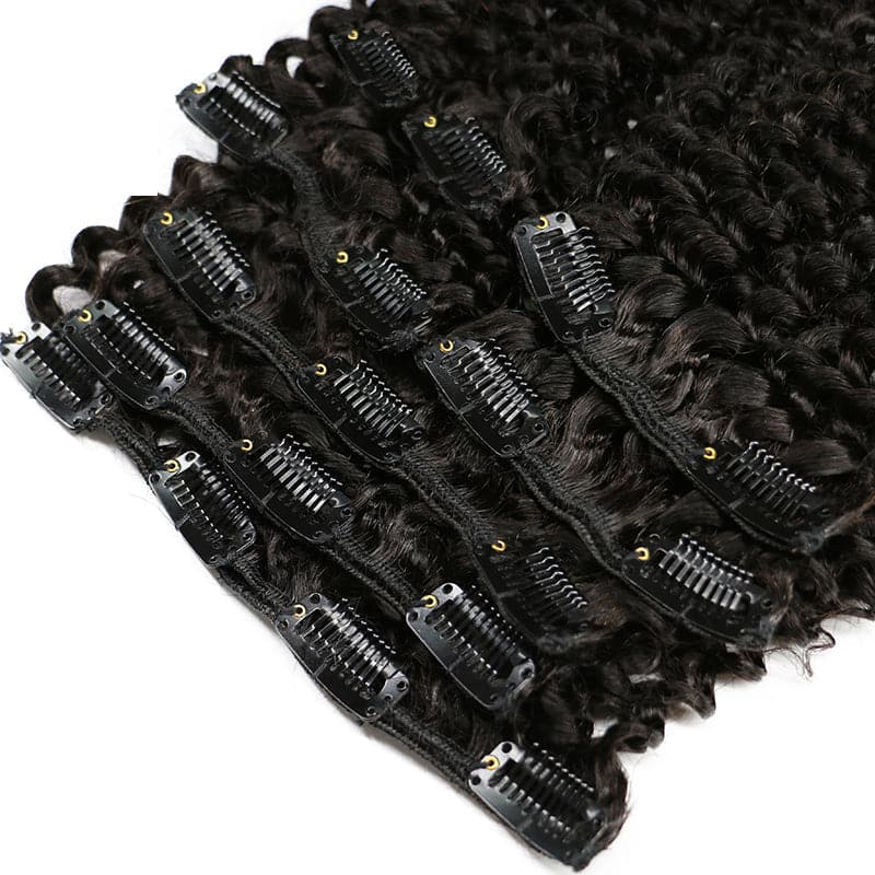 Ship In 24Hours-Lumiere Kinky Curly Clip In Human Hair Extensions 8 Pieces/Set 120G Ship Free