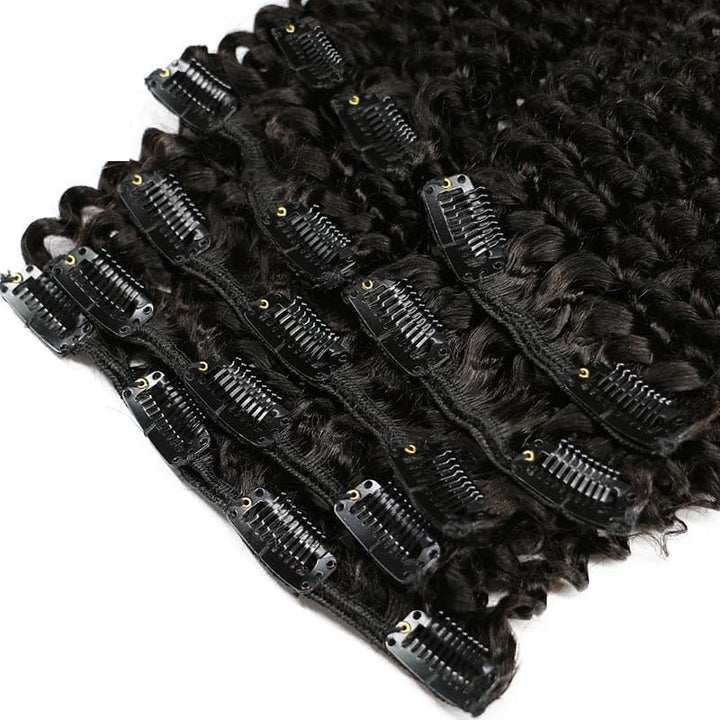 Ship In 24Hours-Lumiere Kinky Curly Clip In Human Hair Extensions 8 Pieces/Set 120G Ship Free
