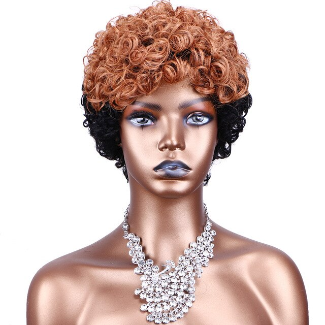 Short Human Hair Wigs Pixie Cut Curly Brazilian Hair for Black Women Machine Made Human Hair Wig