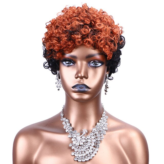 Short Human Hair Wigs Pixie Cut Curly Brazilian Hair for Black Women Machine Made Human Hair Wig