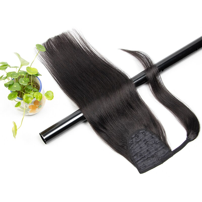 Ship In 24Hours-Lumiere Straight Wrap Around Ponytail Human Hair Extensions Natural Color Hairpiece