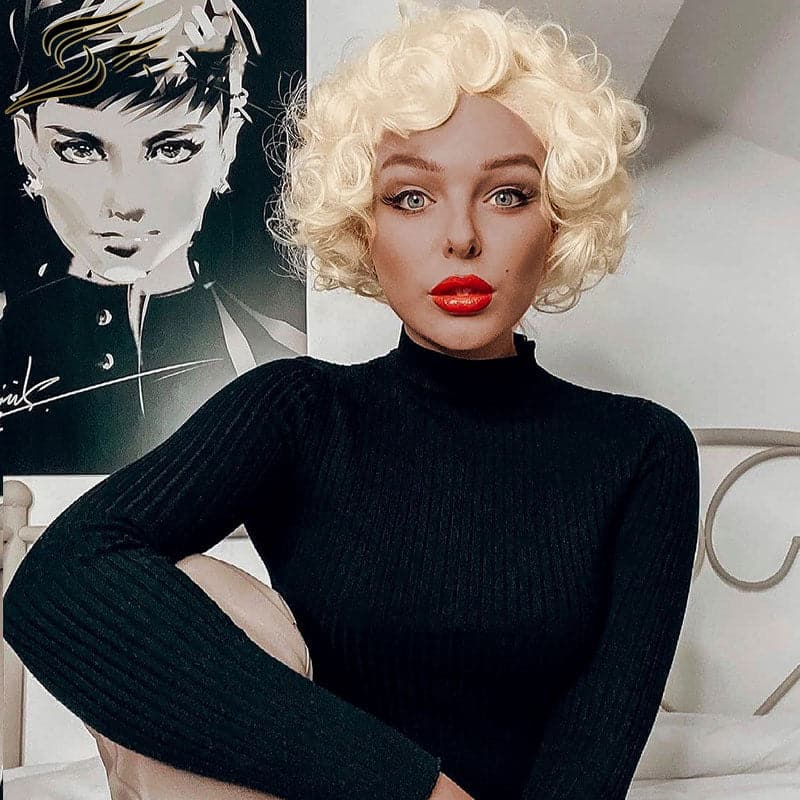 613 Blonde 13x1 Lace Loose Curly Short Pixie Cut Bob Wigs For Women