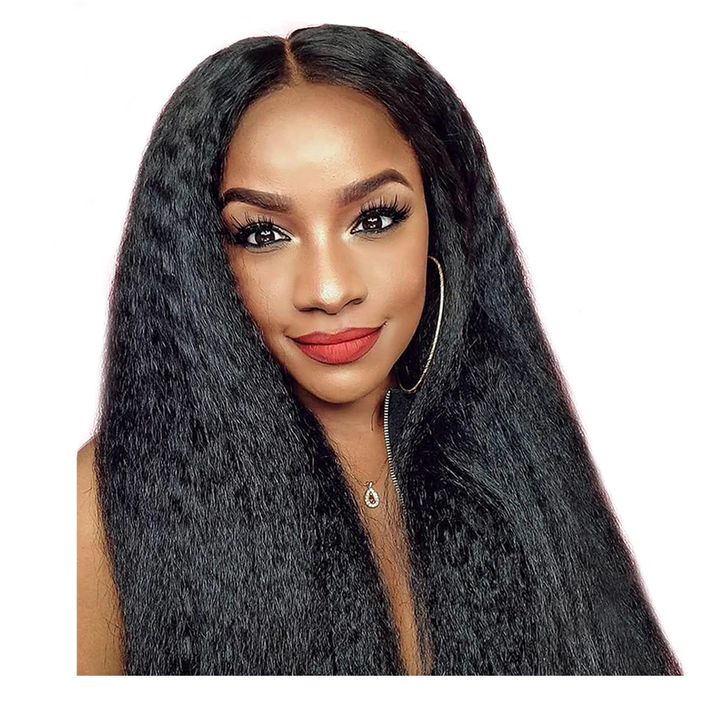 360 Lace Frontal Wig Kinky Straight Lace Frontal Wig Human Hair Brazilian Remy Hair Prepluckedand Bleached knots Lace Wig - Lumiere hair